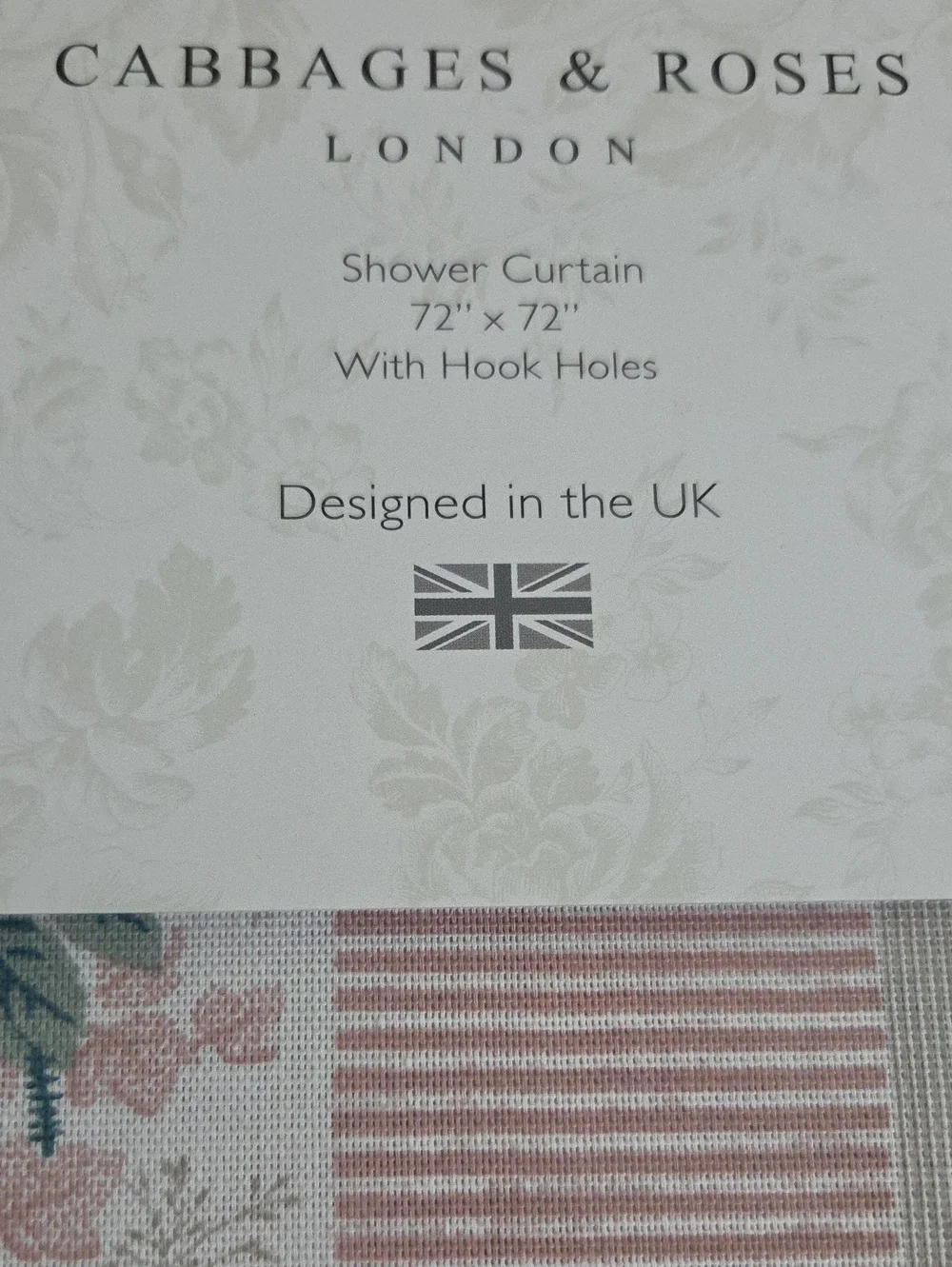 Cabbages & Roses London Fabric shower curtain LOLA STRIPE pink Roses